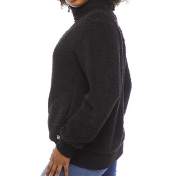 Calvin Klein Teddy black Sherpa gold detail zip logo medium performance CK - Picture 4 of 4